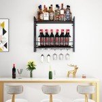 Industrial Black Wood & Iron Wall Mounted Wine Rack