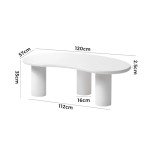 Oikiture White Wooden Coffee Table for Living Room