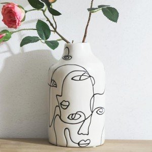 Irregular Face Ceramic Vase for Home Decor