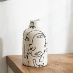 Irregular Face Ceramic Vase for Home Decor