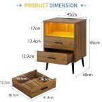 Mid Century LED Bedside Table with Charging Station