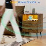 Mid Century LED Bedside Table with Charging Station