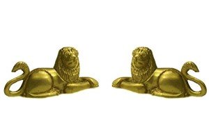 Set of 2 Brass Lion Statues by Royal Handicrafts