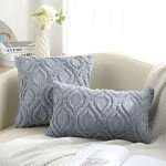 2-Pack Soft Faux Fur Throw Pillow Covers - Grey