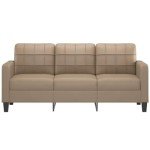 Stylish 3-Seater Faux Leather Sofa in Cappuccino