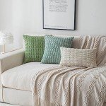 Boho Striped Throw Pillow Covers - Cream White 2-Pack