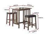 3-Piece Casual Dining Set in Brown/Black