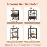 Kisfam Rustic Brown Nightstand with Charging Station