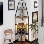 Espelism 5-Tier Corner Wine Rack with LED Light