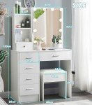 Modern Makeup Vanity Table with Mirror and Lights