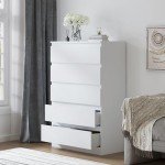 Merryluk 5-Drawer Wooden Storage Chest in White