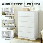 Merryluk 5-Drawer Wooden Storage Chest in White