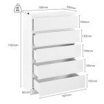 Merryluk 5-Drawer Wooden Storage Chest in White