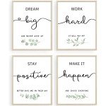Motivational Black and White Wall Art Set of 4