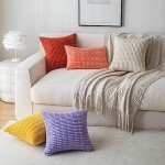 Boho Striped Throw Pillow Covers - Cream White 2-Pack