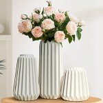 Boho White Ceramic Vase Set of 3