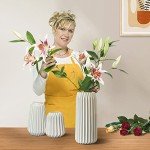 Boho White Ceramic Vase Set of 3