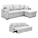 Light Grey Modular Corner Sofa Bed