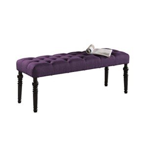 Purple Tufted Fabric Dining Bench by Roundhill Furniture