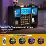 Modern Black Wine Bar Cabinet with LED Lights