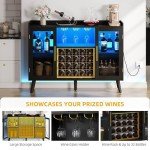 Modern Black Wine Bar Cabinet with LED Lights