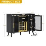 Modern Black Wine Bar Cabinet with LED Lights