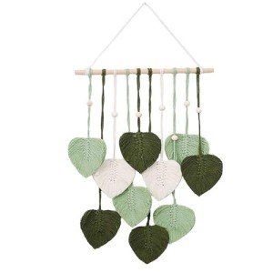Boho Leaf Woven Tapestry Wall Hanging Art