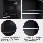 Stylish Black Bedroom Wardrobe and Nightstand Set
