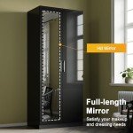 Stylish Black Bedroom Wardrobe and Nightstand Set