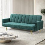Velvet 3-Seater Sofa Bed with Adjustable Backrest