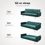 Velvet 3-Seater Sofa Bed with Adjustable Backrest