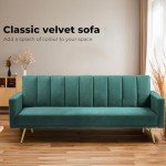 Velvet 3-Seater Sofa Bed with Adjustable Backrest