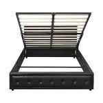 Oikiture Black Double Bed Frame with Storage Lift