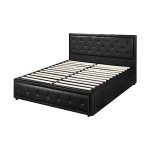 Oikiture Black Double Bed Frame with Storage Lift