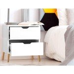 White Bedside Table with 2 Drawers - Tall Nightstand