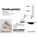 White Bedside Table with 2 Drawers - Tall Nightstand