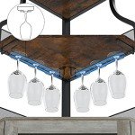 Rustic Brown Corner Wine Cabinet with Storage Shelves