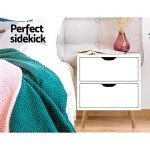 White Bedside Table with 2 Drawers - Tall Nightstand
