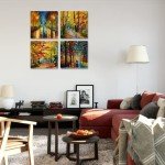 Colorful Landscape Abstract Canvas Wall Art Set