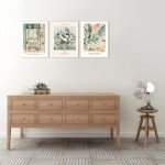 Sage Green Vintage Floral Wall Art Set of 3