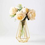 Gold Frame Glass Test Tube Vases for Decor