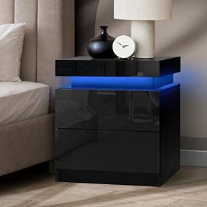 LED Nightstand with Drawers for Modern Bedrooms
