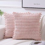 2 Pack Striped Pom-Pom Throw Pillow Covers