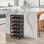 24-Bottle Freestanding Bamboo Wine Rack with Table Top