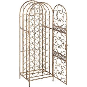 Arched 45-Bottle Antique Wine Rack and Shelf
