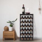 24-Bottle Freestanding Bamboo Wine Rack with Table Top