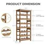 Solid Wood 28-Bottle Free Standing Wine Rack