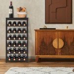 24-Bottle Freestanding Bamboo Wine Rack with Table Top