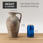 Boho Rustic Ceramic Vase with Handle - Gray