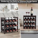 24-Bottle Freestanding Bamboo Wine Rack with Table Top